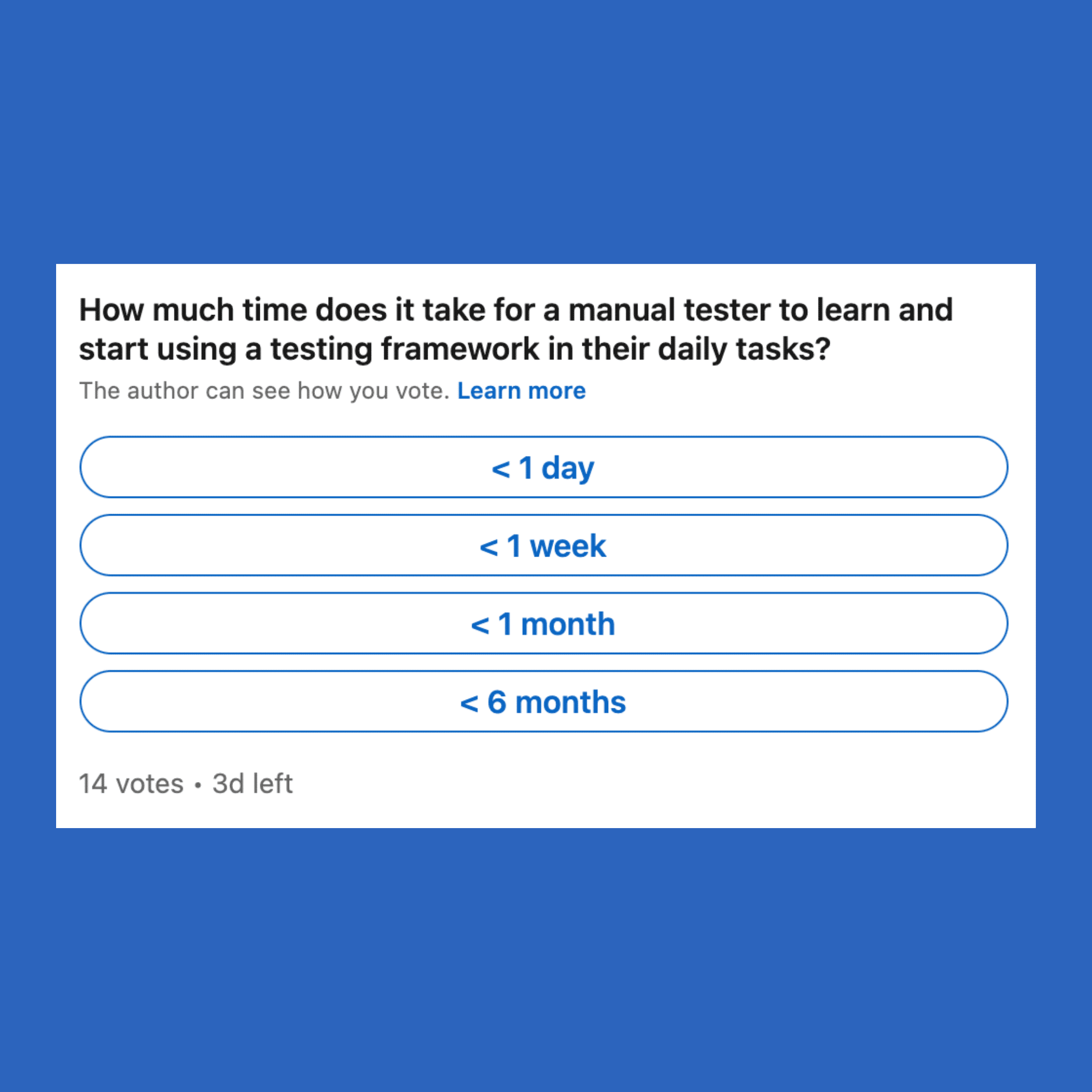 How much time does it take for a manual tester to learn and start using a testing framework in their daily tasks