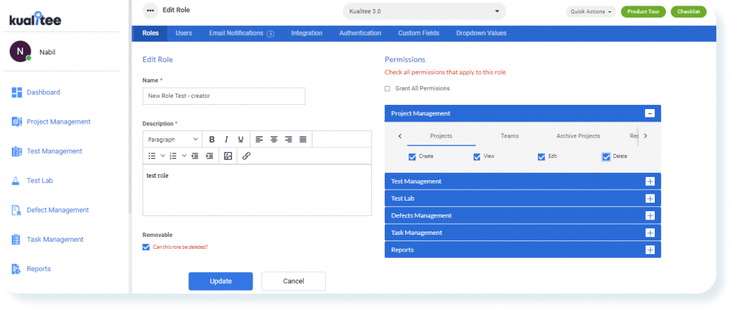 Kualitee's user management