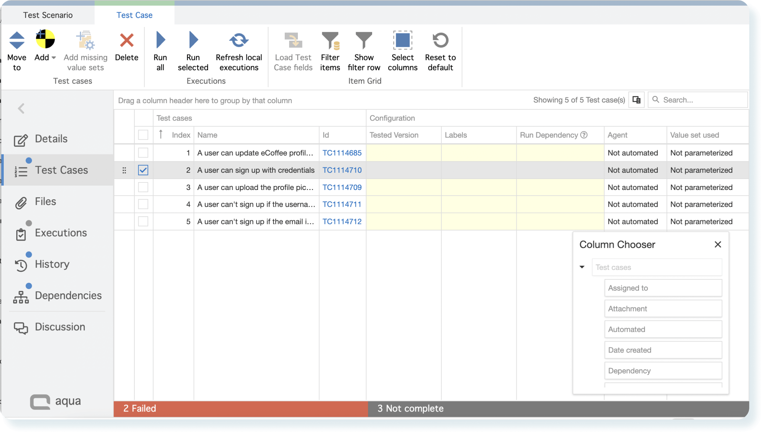 Custom fields in aqua test management tool