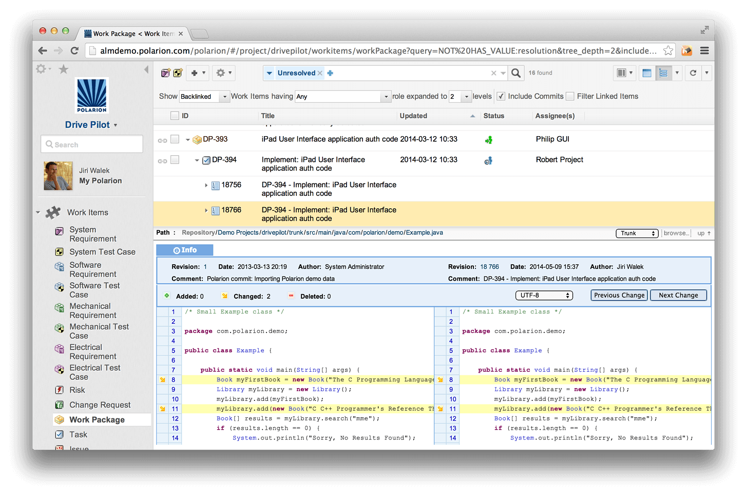 Code overview in Polarion