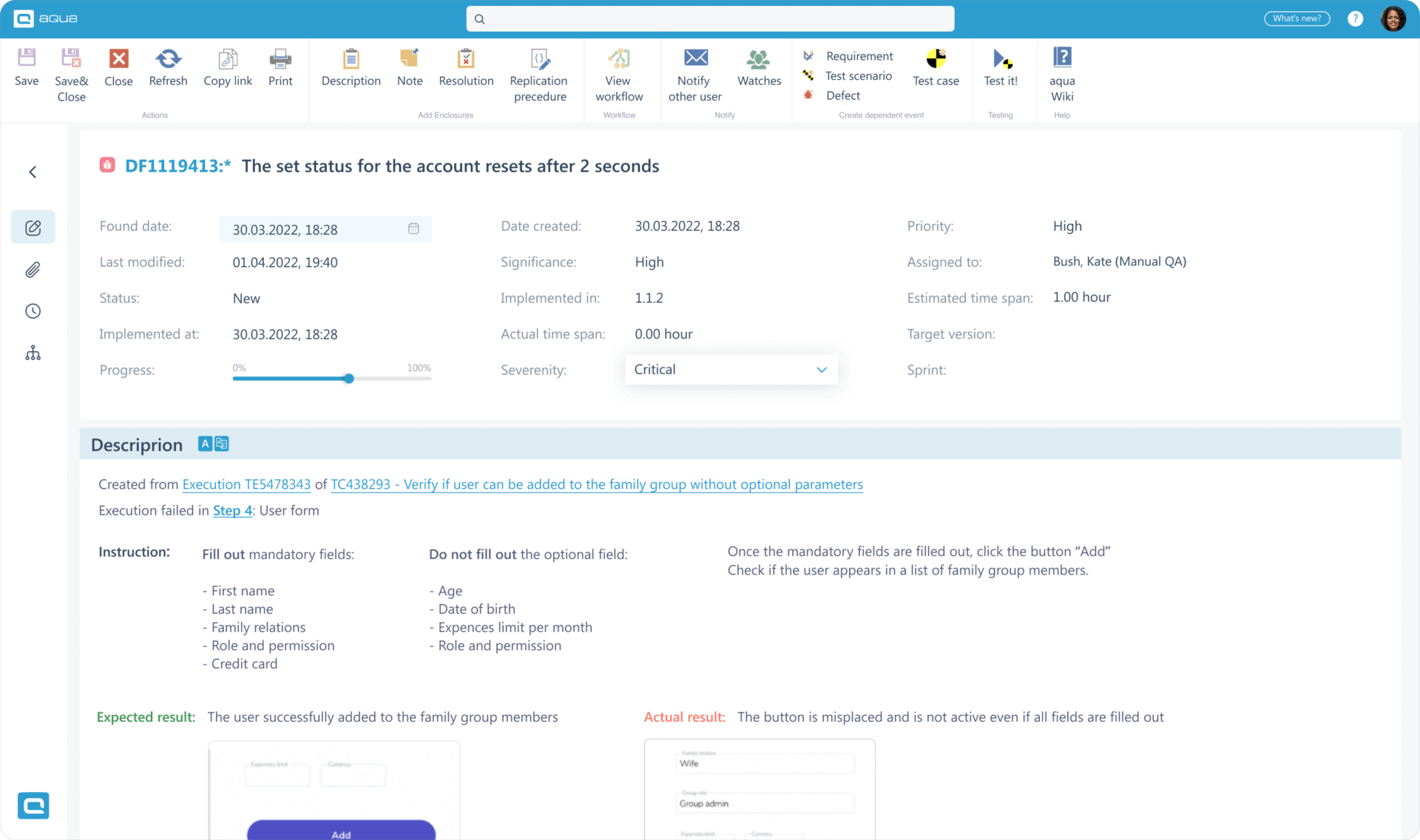 Create defect templates with custom data