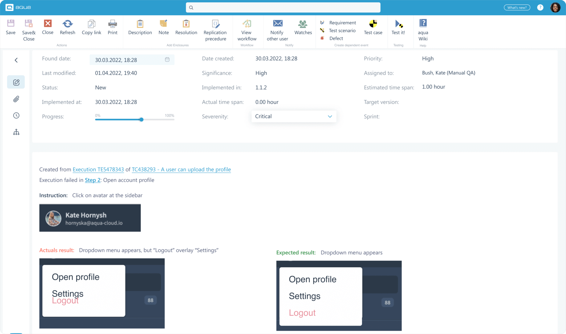 Quickly add defects during test execution