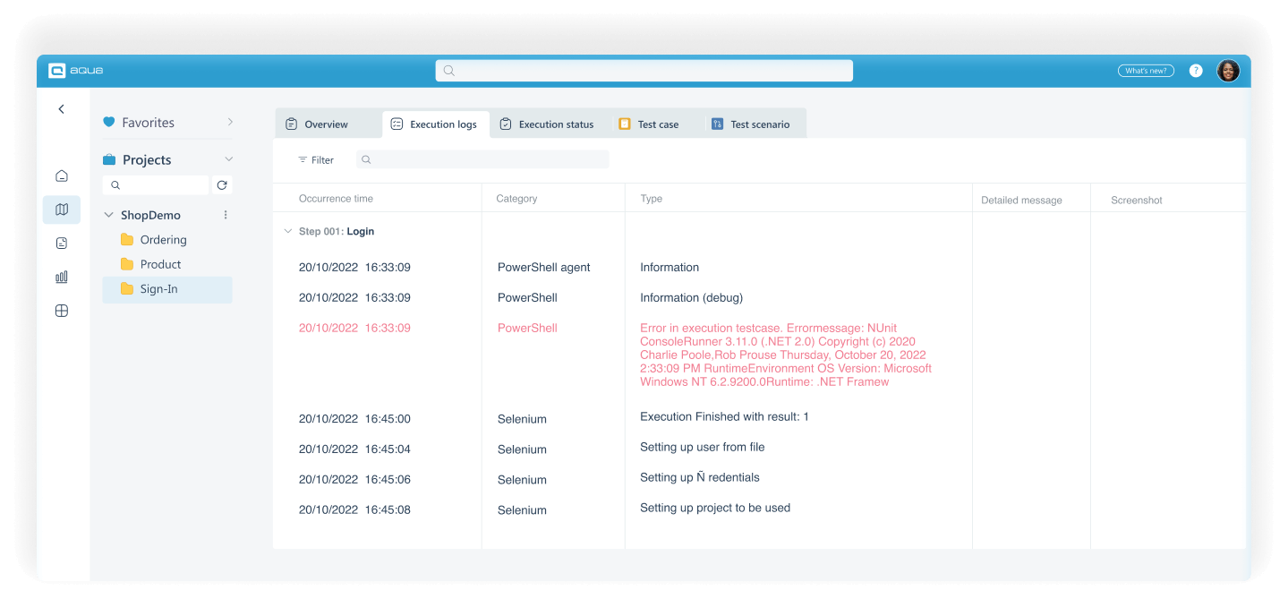 Test automation management tool aqua