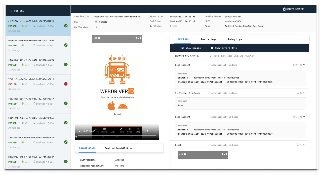 Appium test automation