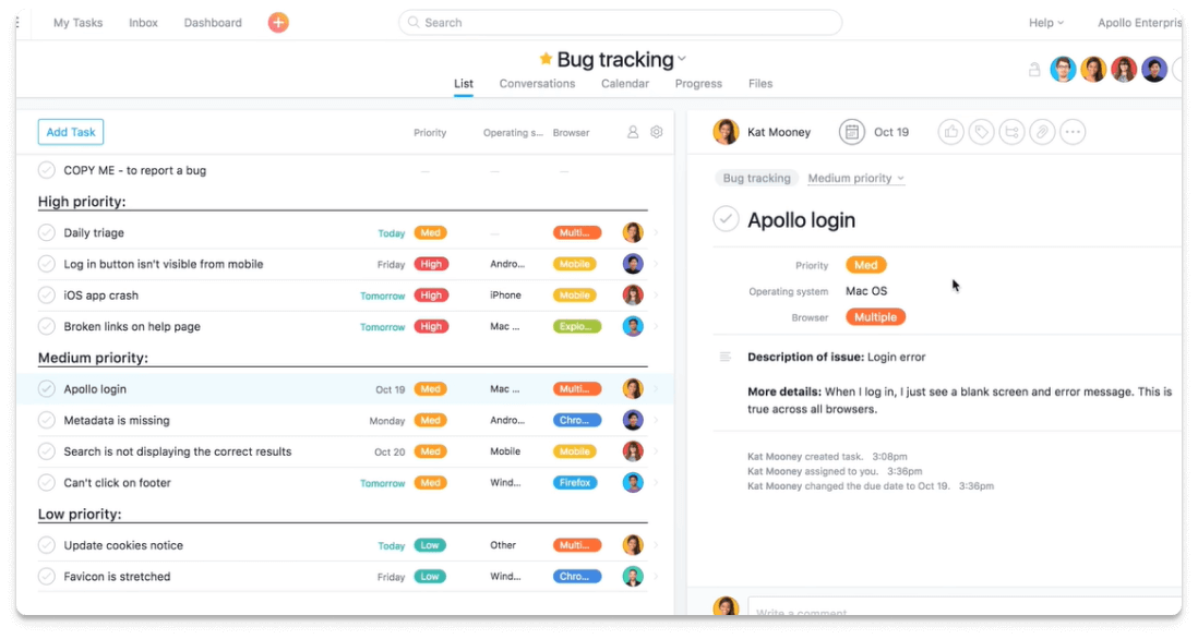 Asana for bug reporting