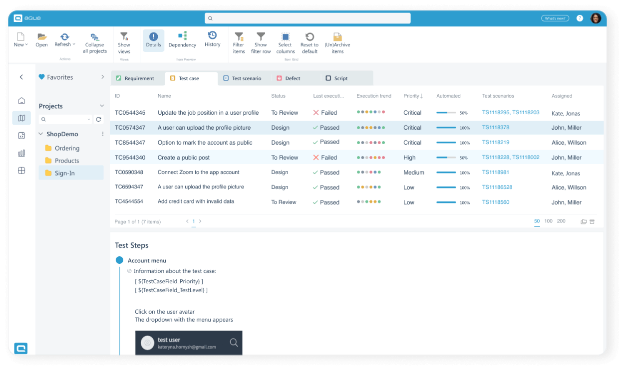 Test case management