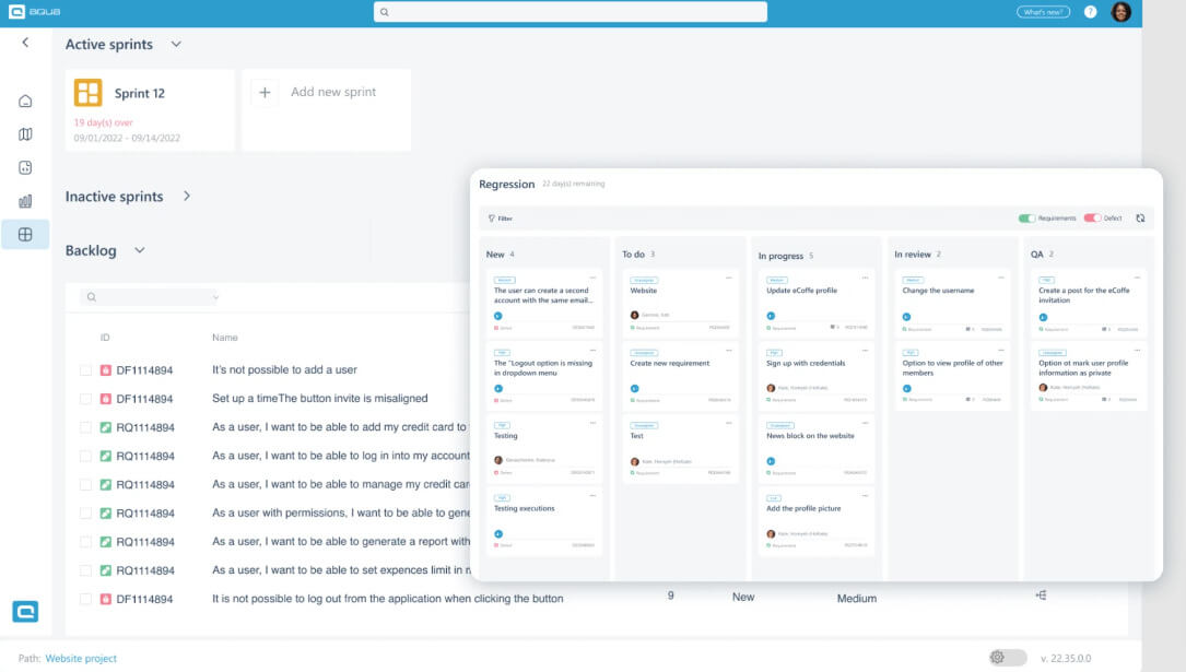 scrum backlogs for QA