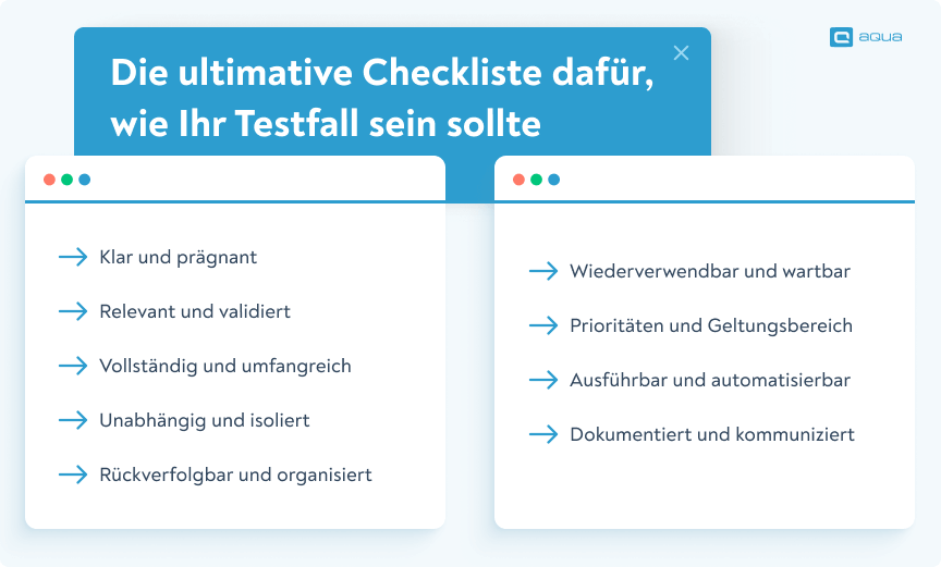 Die ultimative Checkliste dafür,  wie Ihr Testfall sein sollte