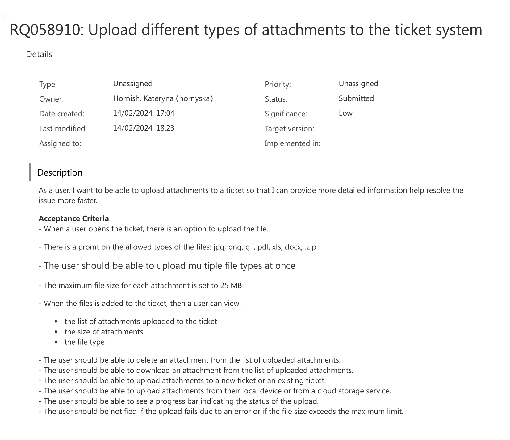 Requirements creation