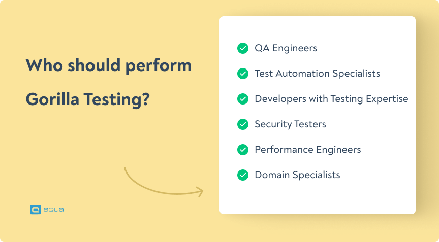 Who should perform gorilla testing?